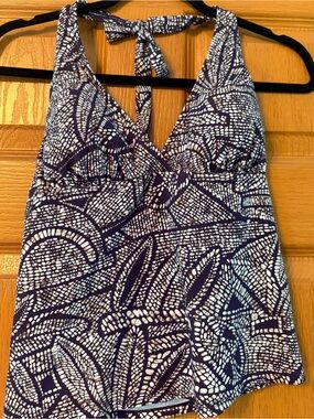 Purple & White Halter Tankini Top
